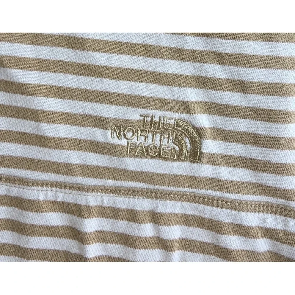 The North Face Polo Shirt Mens X-Large BROWN CREAM Striped Casual Short Sleeve